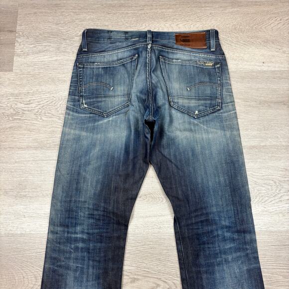 G Star Raw 3301 Straight Whiskered Jeans Men's 32x32 Streetwear - Picture 4 of 10